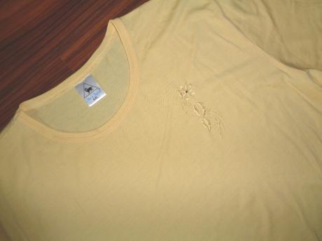 Pěkné žluté tričko s výšivkou xxl, xxl