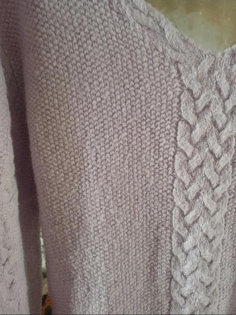 Lila svetr orsay, copánkový vzor, orsay,m