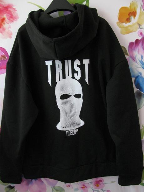 Černá mikina s kapucí oversize nobody, xl
