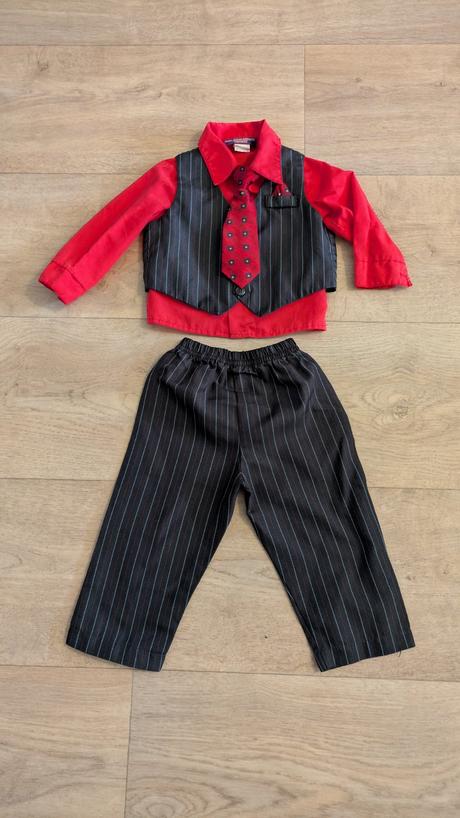 Kalhoty, vestička, košile a kravata vel. 92/98, 92