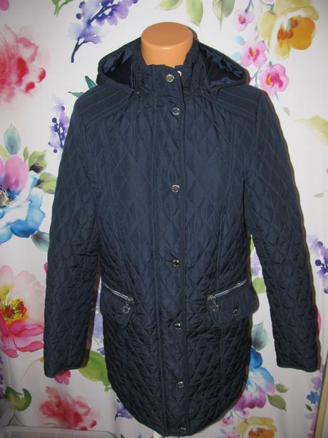 Přechodná tmavě modrá dámská bunda s kapucí, tchibo,40