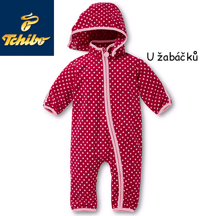 Puntíkovaný overal tchibo fleecový s kapucí, tchibo,86 / 92