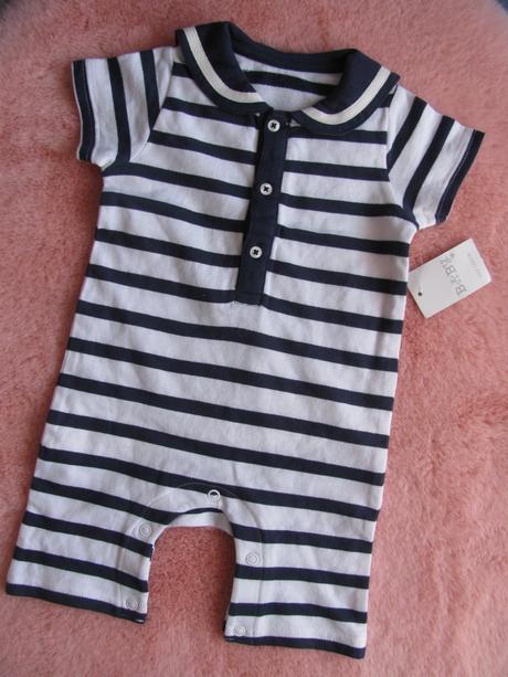 Letní námořnický modro bílý overal v.3-6 měs., matalan,68