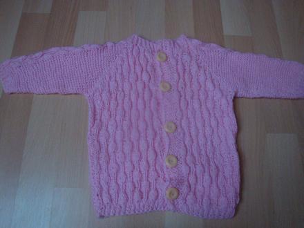 Svetřík ručně pletený - růžový, 86