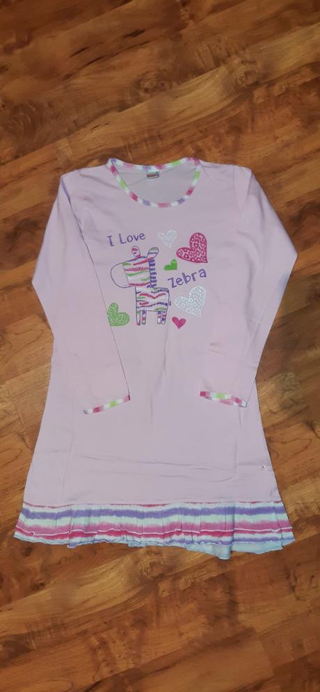 Dívčí noční bavlněná košile dlouhý rukáv 130, 134