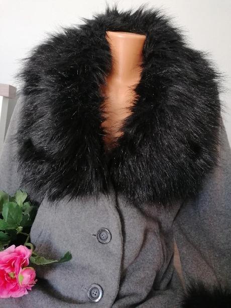 Flaušový kabát s kožešinou, s