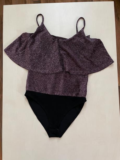 Body s třpytem a volánem, vel cca xs, měřte, xs