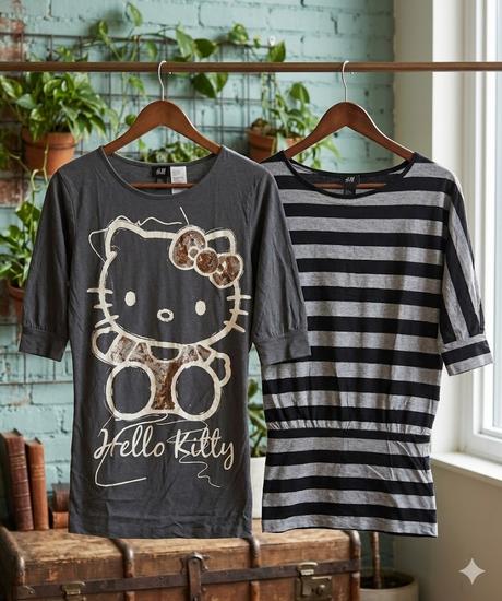 Set 2x tunika/tričko h&m hello kitty, vel. 146/152, h&m,146