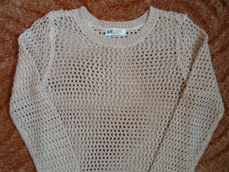 Růžový pletený svetr svetřík, h&m,146