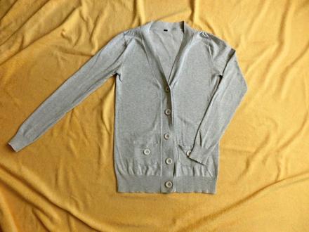 Šedý basic svetr kardigan cardigan na knoflíky, s