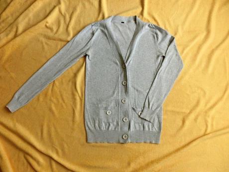 Šedý basic svetr kardigan cardigan na knoflíky, s