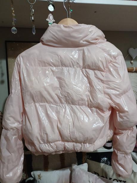 Růžová krátká lesklá bunda shein s / 158/164, s