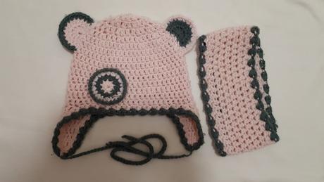 Dětská zimní pletená čepička s nákrčníkem, vel.3-5, 104