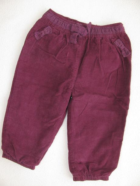 Dívčí vínové zateplené manšestrové kalhoty, george,74