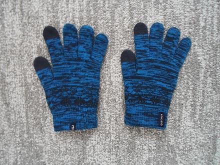 Modré prstové rukavice rukavičky dotykové, quechua,140