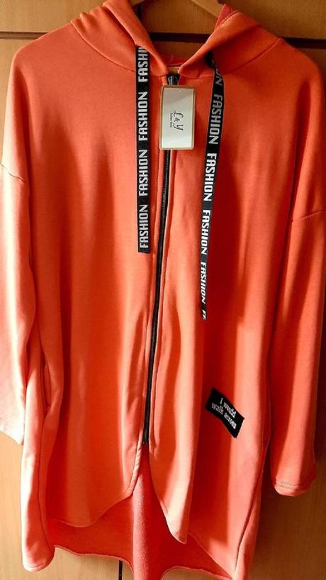 Dlouhá oranžová vesta s kapucí ve. uni, 