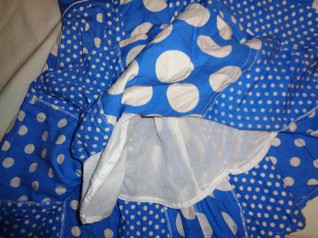 Krásné modré šaty s bílými puntíky, 116