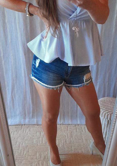 H&m džínové šortky zdobené krajkou, h&m,38
