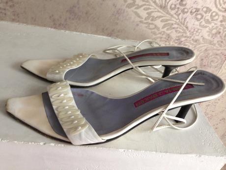 Bílé pásky ozdoby boty vel.37 norma baker svatební, 37