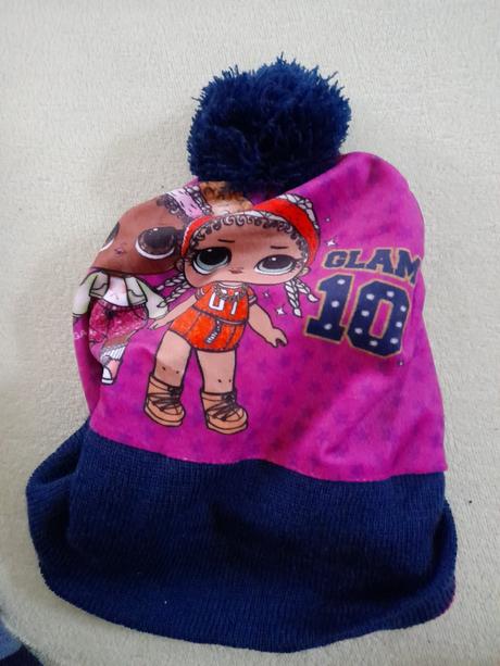 Lol čepice zimní fialová, vínová top stav, 134