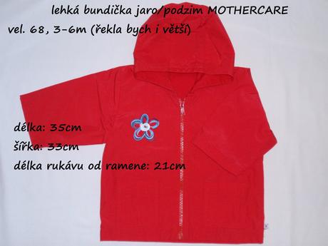 Větrovka jaro/podzim (nenošená), mothercare,68