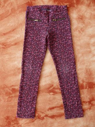 Vínové tregíny s kytičkami, h&m,134