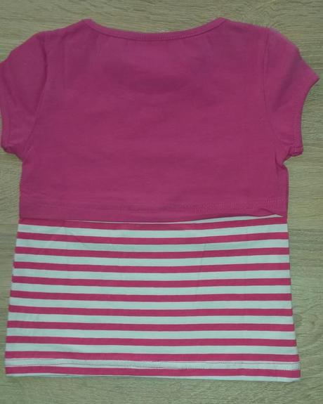 Růžové tričko s pruhy vel. 116, 116