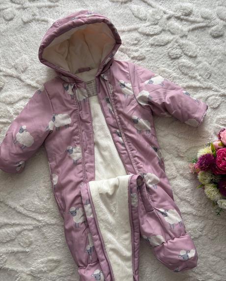 Zimní kombinéza s ovečky- v.0/3 měs., john lewis baby,62