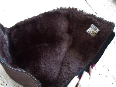 Hnědé teplé boty kozačky s kožíškem, 39 / 40