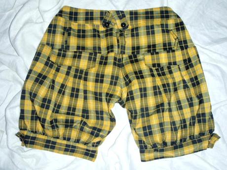 Luxusní káro kraťasy - žlutočerná kombinace, 164