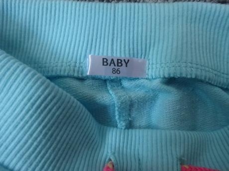 Tepláky světle modré s duhou, vel. 86, baby,86