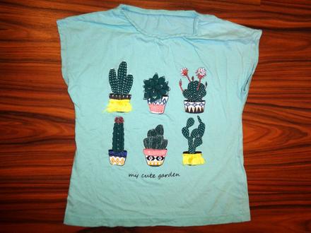 Luxusní tyrkysové tričko s kaktusy, 122