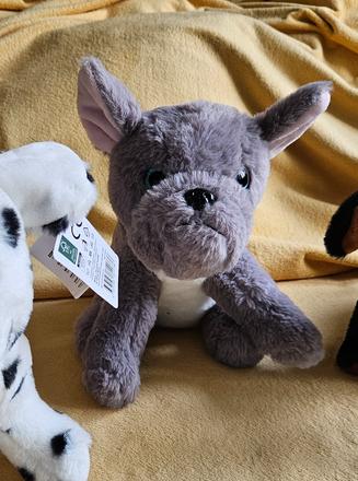 Plyšový pes plyšák buldok buldoček šedý,