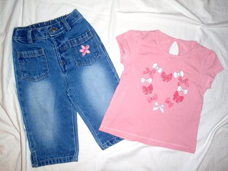 Komplet riflíků s kytkou a mašličkového trička, morris mouse,86