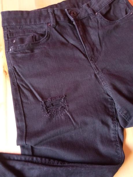Černé trhané džíny, rifle, c&a,xs
