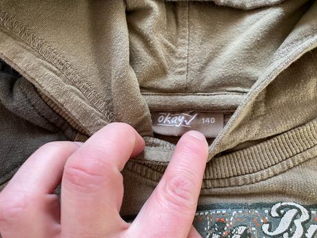 Chlapecká khaki mikina s kapucí vel. 140/10 let, okay,140