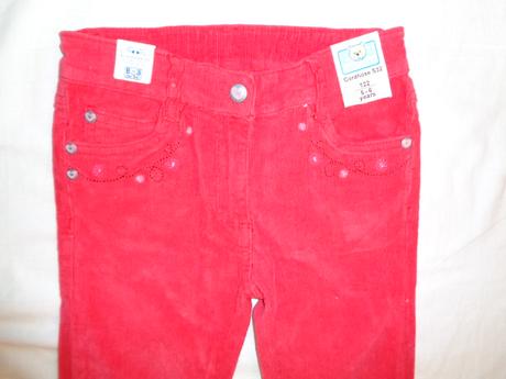 Luxusní červené elastické manžestrové kalhoty, 116 / 122