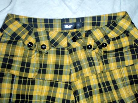 Luxusní káro kraťasy - žlutočerná kombinace, 164