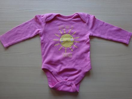 Body růžové s dl.r. se sluníčkem, vel. 68, f&f,68