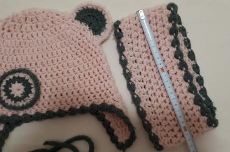 Dětská zimní pletená čepička s nákrčníkem, vel.3-5, 104