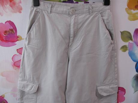 Dívčí sv.šedé kalhoty, plátěné kapsáče, h&m,164