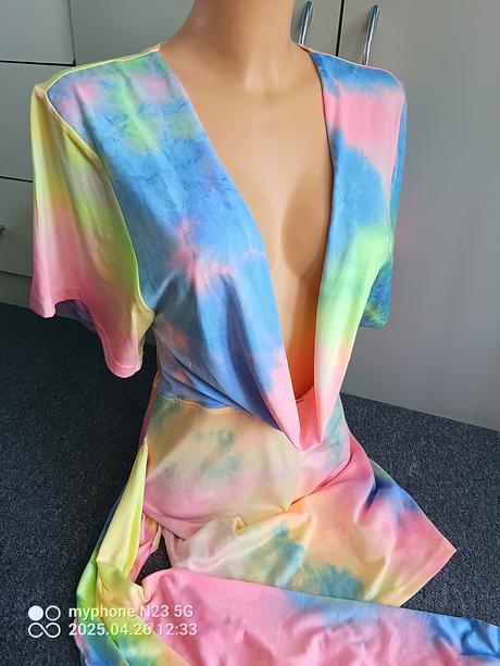 Tílko-mini šaty duhové vel."m", m