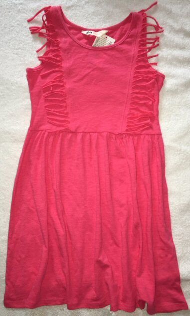 Růžové šaty, třásně / střapce, vel. 8y, h&m,128