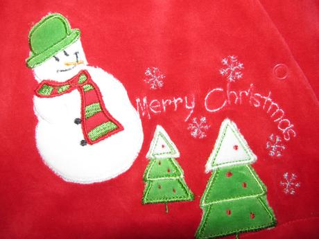 Krásné velurové vánoční dupačky se sněhulákem, 62