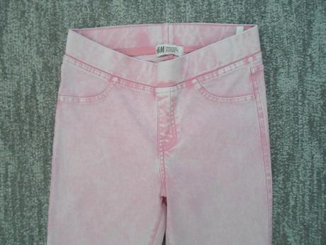 Růžové legíny tregíny džegíny kalhoty skinny 3/4, h&m,158