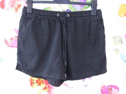 Dámské černé lněné šortky, kraťasy, h&m,s