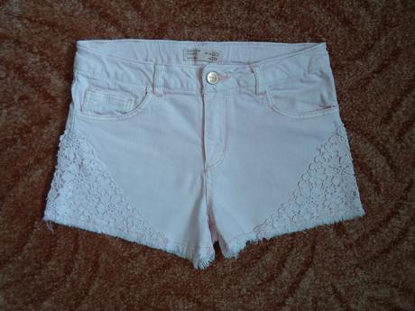 Růžové kraťasy kraťásky šortky s krajkou, zara,152