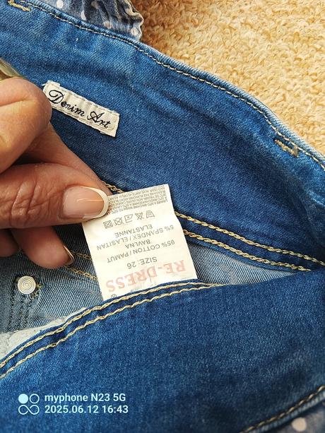 Šortky laclové zn."denim art" vel."26", denim,26