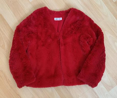 Chlupatý kabátek s podšívkou h&m vel. 134/140, h&m,134