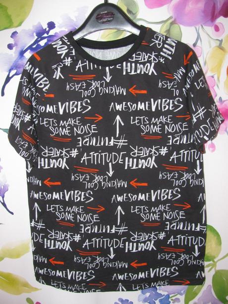 Černé bavlněné tričko s popisem, george,158